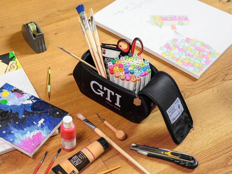 BRISA VW Collection - Volkswagen Neoprene Universal Makeup Cosmetics Toiletry Travel Pharmacy Bag in GTI Design (Hexagon/Black/Small) - Image 4